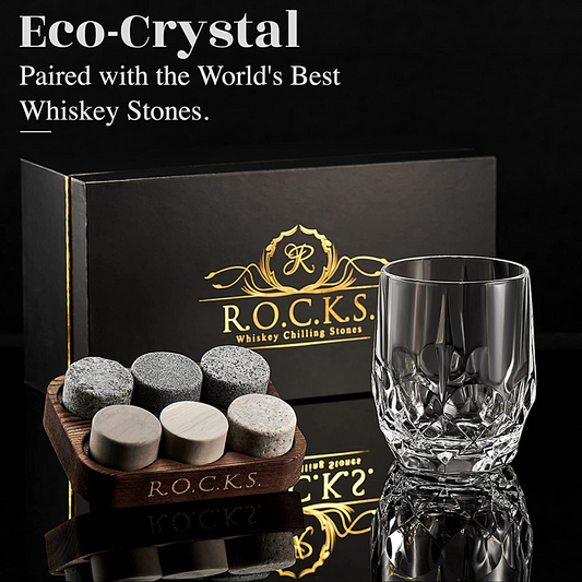 Zestaw upominkowy z kamieniami do whisky i szkłem kryształowym - kultowy kubek (11,7 uncji)