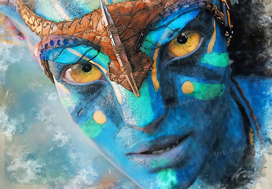 Avatar duży druk, sztuka awatara, plakat Neytiri, szkic Neytiri, Avatar HQ druk na papierze bawełnianym, druk papieru Avatar, akwarela Avatar