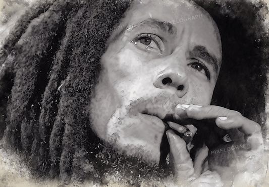Portret Boba Marleya, cyfrowy Bob Marley, malarstwo Boba Marleya, sztuka Boba Marleya, druk cyfrowy Boba Marleya, Robert Nesta Marley